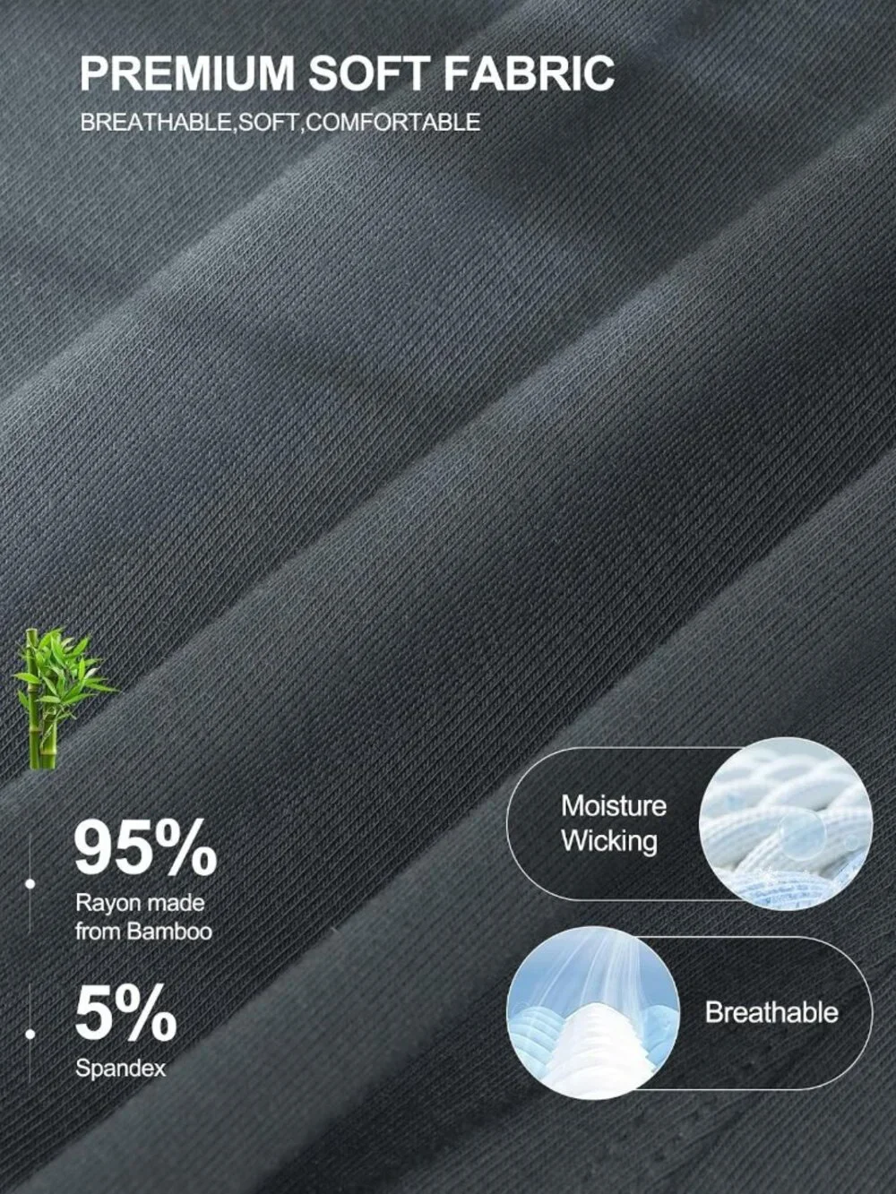 Ultra Soft Bamboo Rayon Boxer Shorts 5 Pack | Breathable, Tagless, Relaxed Fit